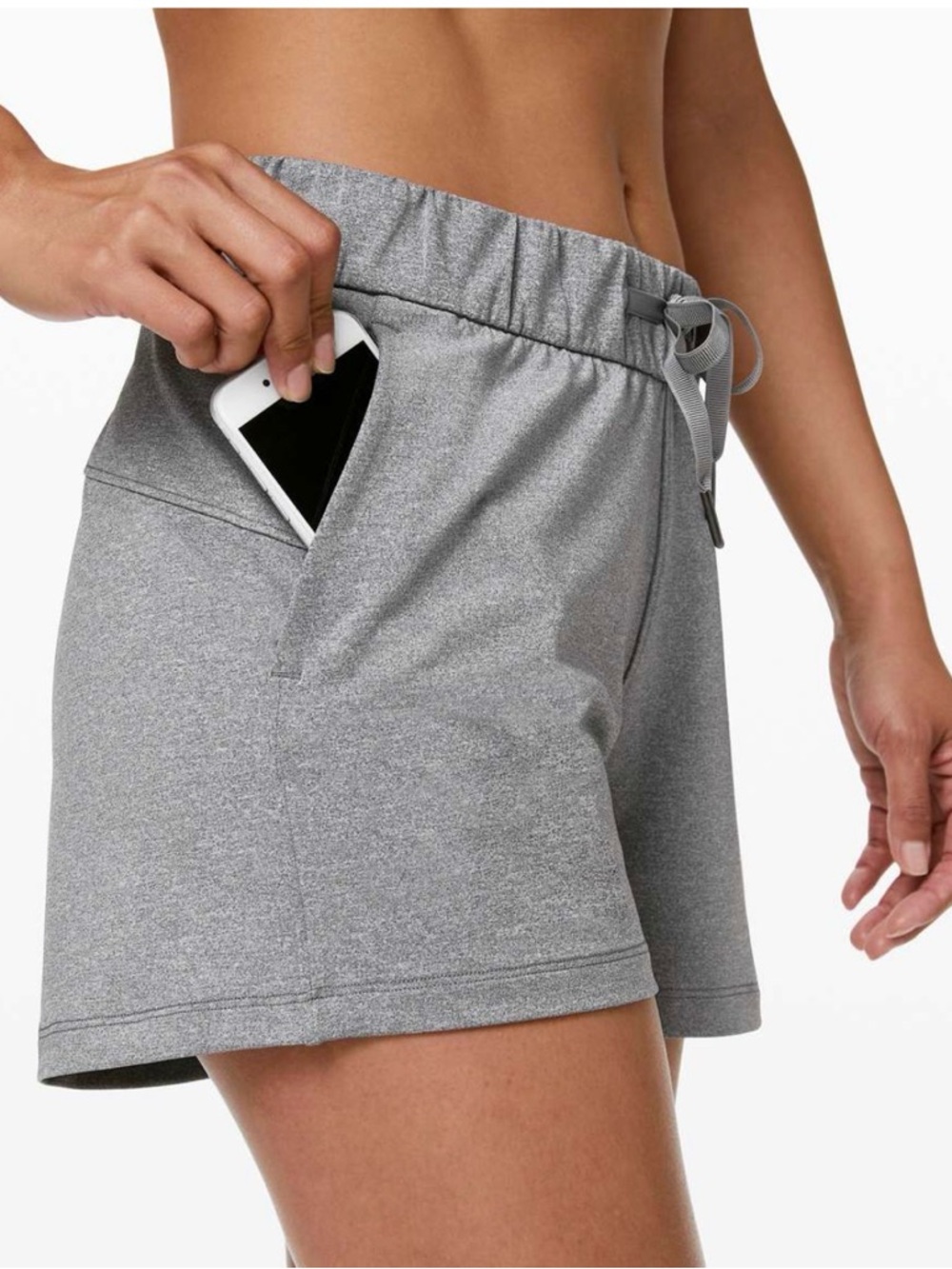 Lululemon Heathered Slate Gray On The Fly Athletic Drawstring Shorts Women 6